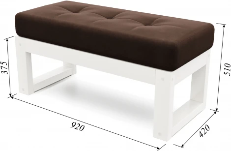 Банкетка Arsko Амбер белая эмаль коричневый велюр