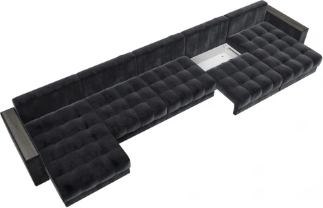 Диван П-образный с декором Лига-049 НПБ Мегалонг Лига Диванов (Велюр) арт.128543