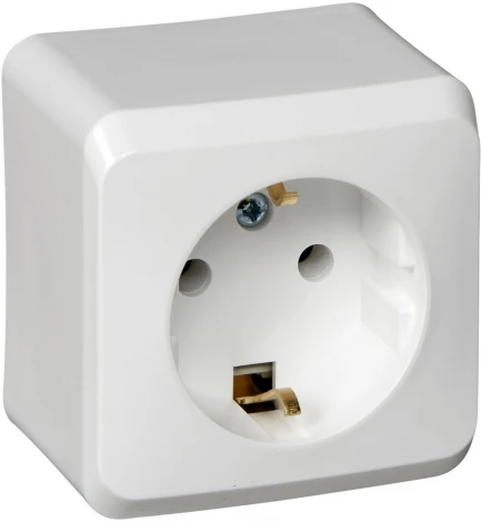 Розетка накладная с заземлением (белый) Systeme Electric Этюд PA16-003B