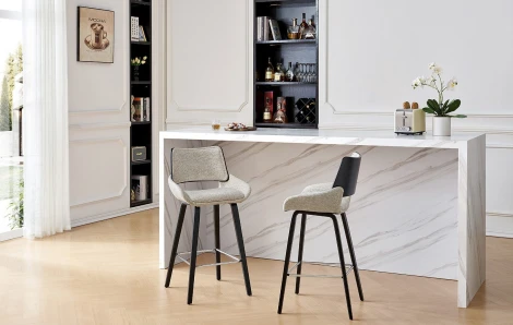 Стул полубарный ESF JY3174X-1109-4 бежевый #OTE TOPIC103/черный/Ткань,Шпон,Дерево