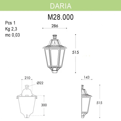 Настенный светильник уличный Fumagalli Daria M28.000.000.AXE27 (220V, IP55)