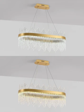 Подвесная люстра с таймером Natali Kovaltseva Smart Нимбы LED LAMPS 81264 (220V, хрусталь, пульт управления, управление смартфоном, на тросе)