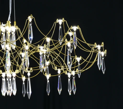 Подвесная люстра светодиодная с пультом и хрустальными подвесками Asfour MyFar Ersilia MR2663-60P-76AP