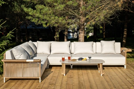 "Мальдивы" трансформирующаяся лаунж-зона из искусственного ротанга, цвет соломенный 4SIS арт.УТ-00007467