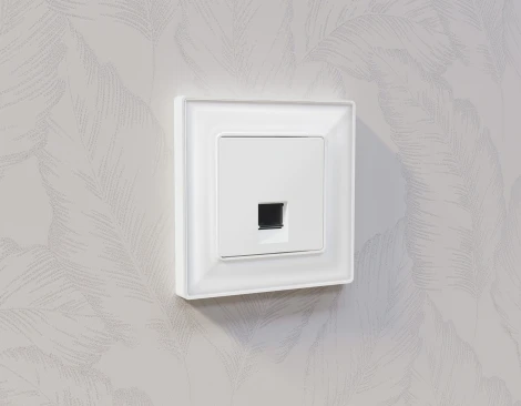 Лицевая панель Ambrella Volt ALFA (Белый матовый) для компьютерной/телефонной розетки RJ-45/RJ-11 QUANT AP1320