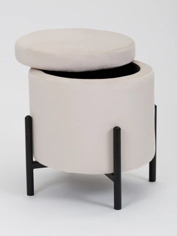 Пуф MyFar Фрэнк с ящиком светло-бежевый велюр MF1022-1