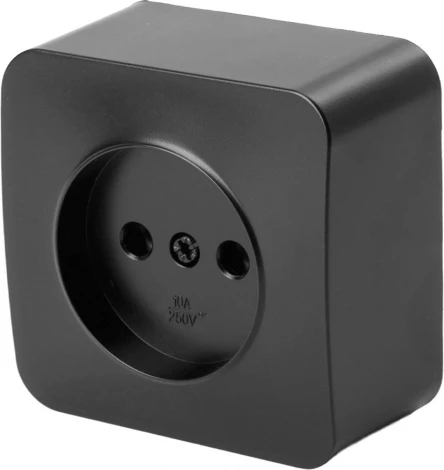 Розетка без заземления (черный матовый) Stekker София 49485