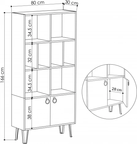 Стеллаж прямой LEVE BENE BOOKCASE LEV00646