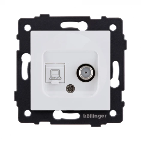 Розетка двойная спутниковая SAT + RJ45 белый матовый Kollinger REA-022WM для Aspekt, Eleganz, Reflex