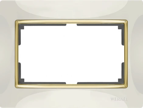 Рамка для двойной розетки Snabb (слоновая кость/золото) Werkel W0081932 (a051650)