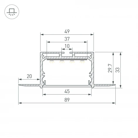 Профиль LINIA45-FANTOM-2000 ANOD (Arlight, Алюминий) 059412