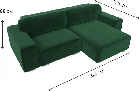 Диван угловой Лига-029 правый угол (Зеленый/Велюр) Лига Диванов арт.121926
