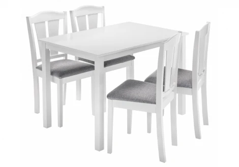 11412 Обеденная группа из дерева Woodville Mali (стол и 4 стула) white / grey 11412