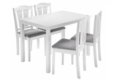 Обеденная группа из дерева Woodville Mali (стол и 4 стула) white / grey 11412