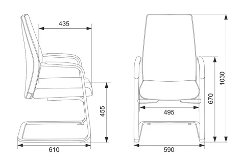 Кресло Бюрократ _JONS-LOW-V серый низк.спин. полозья металл хром