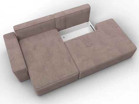 Диван угловой Лига-079 угол левый (ДСП/Пластик/Велюр/Бежевый) Лига Диванов 129821L