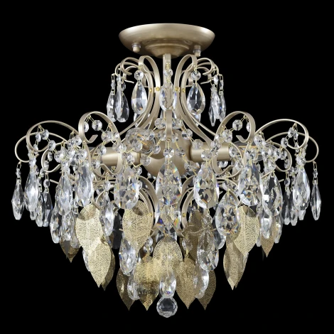 Потолочная люстра на штанге Crystal Lux ESMIRALDA PL4 GOLD (220V, подвески, листья)