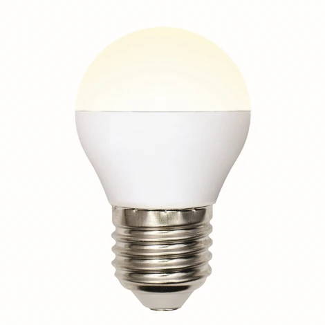 Лампочка светодиодная шар белая E27 6W 3000K Uniel LED-G45-6W/WW/E27/FR/MB PLM11WH
