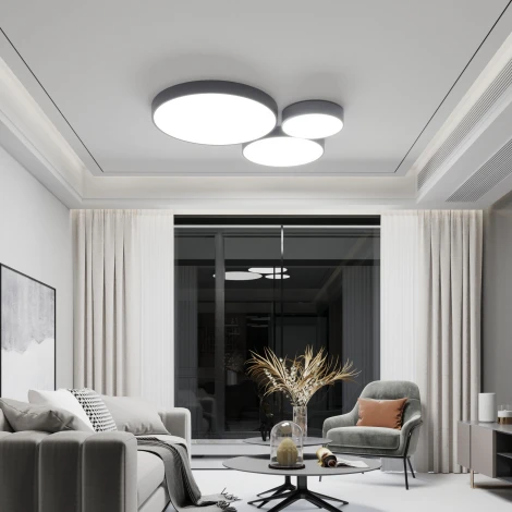 Потолочный светильник круглый Eurosvet Entire 90318/1 серый (регулировка яркости, LED, 220V, пульт управления, круглые)