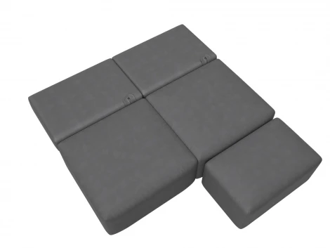 Диван прямой модульный с пуфом Лига-060 НПБ (ЛДСП,Брус,Фанера/Пластик/Замша/Серый) Лига Диванов 129667