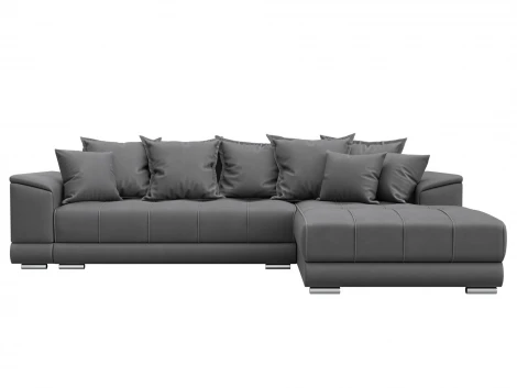 Диван угловой НордСтар правый угол (ДСП,Брус/Пластик/Замша/Серый) Лига Диванов 128212