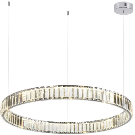 Подвесной светильник Odeon Light L-vision 4930/45L хром/прозрачный металл/хрусталь LED 45W VEKIA (220V, на тросе, кольцо)