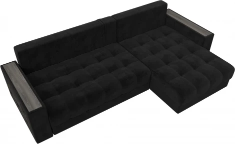 Диван угловой с декором и полкой Лига-050 НПБ Лига Диванов (Велюр) арт.128596