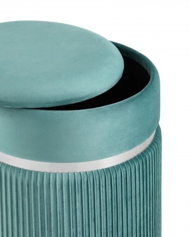 Пуф Миранда с ящиком серебро велюр светло-бирюзовый УТ000036070