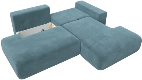Диван угловой Лига-036 НПБ Модерн правый угол (Бирюзовый/Велюр) Лига Диванов арт.121408