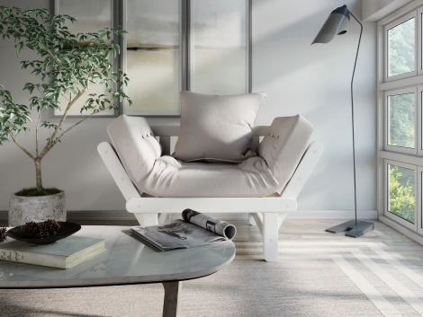 Кресло Arsko Сламбер белая эмаль светло-серый велюр