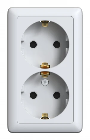 Розетка накладная двойная с заземлением (белый) Systeme Electric HIT RA16-238I-B