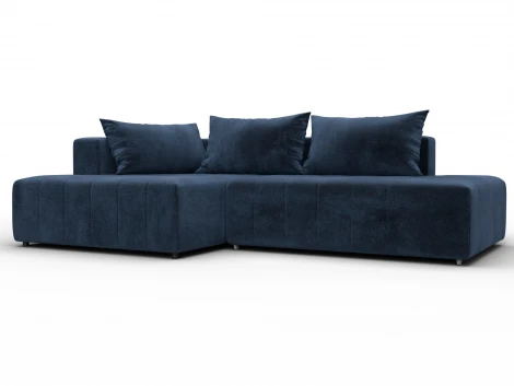 Диван угловой Лига-103 НПБ угол левый (ДСП,Брус,Фанера,Велюр/Синий) Лига Диванов 134806L