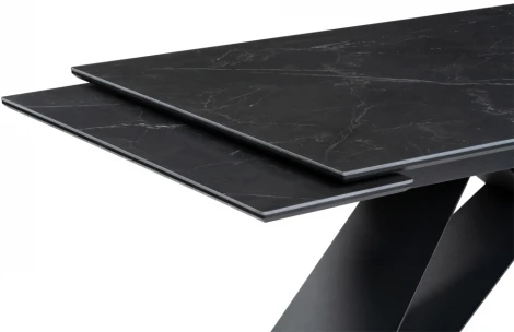 Керамический стол Woodville Ноттингем 160(220)х90х79 черный мрамор / черный 553542