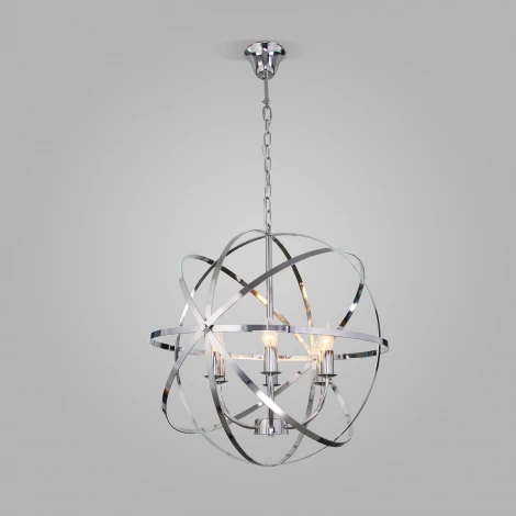 Подвесная люстра Wi-Fi Eurosvet Santi 60139/6 хром (220V, управление смартфоном, голосовое управление, умный дом - Minimir Home, Алиса, Маруся, Салют, на цепи, шар)