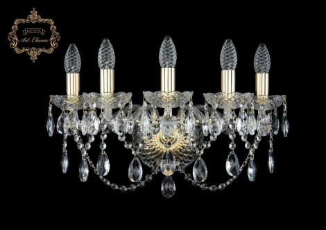 Бра Art Classic 10.21 10.21.5.165.Gd.Sp (220V, хрусталь, подвески, подсвечник, свеча)