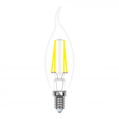 Лампочка светодиодная свеча на ветру прозрачная E14 5W 3000K Uniel LED-CW35-5W/WW/E14/CL/MB GLM10TR