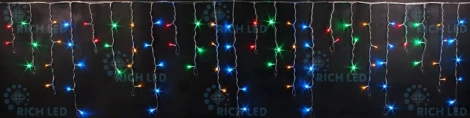 Гирлянда светодиодная Бахрома разноцветная 220B, 112 LED, провод белый, IP65 RL-i3*0.5-RW/M Rich LED