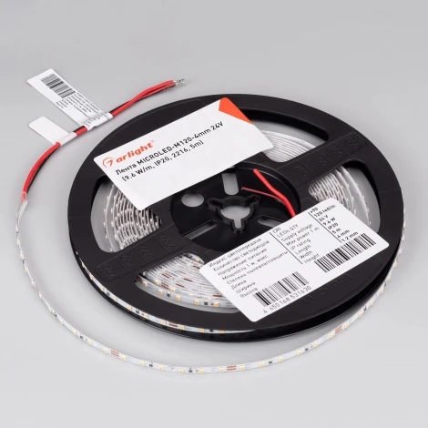 Светодиодная лента MICROLED-M120-4mm 24V Warm3500 (9.6 W/m, IP20, 2216, 5m) (Arlight, узкая) 040608