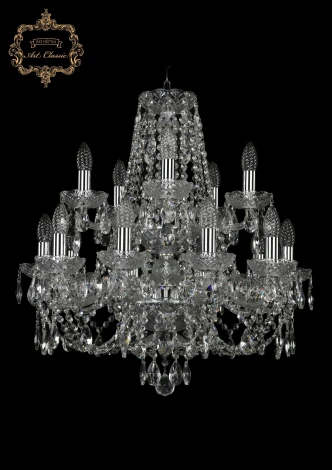 Подвесная люстра Art Classic 11.21 11.21.10+5.200.2d.Cr.Sp (220V, хрусталь, на цепи, подсвечник, свеча)