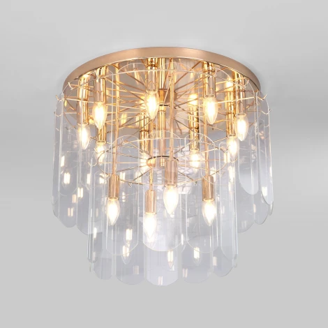 Потолочный светильник круглый Eurosvet Claire 60170 золото (220V, управление смартфоном, голосовое управление, умный дом - Minimir Home, Алиса, Маруся, Салют, круглые)