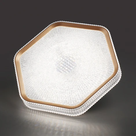 Потолочный светильник светодиодный Sonex Sparks 7746/48L металл/пластик/прозрачный/золотистый LED 48Вт 3000-4000-6000K IP20 пульт ДУ