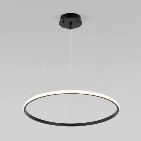 Умный подвесной светильник Eurosvet Collars 90264/1 черный (регулировка яркости, LED, 220V, пульт управления, на тросе, кольцо)