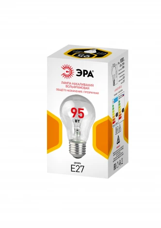 Лампочка накаливания E27 95Вт ЭРА А55 A-95-E27-230-CL