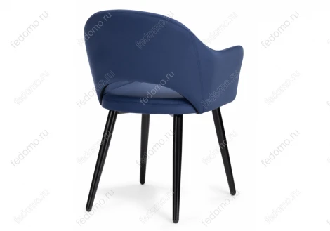 Стул Woodville на металлокаркасе Апри микровелюр темно-синий / черный глянец 464182
