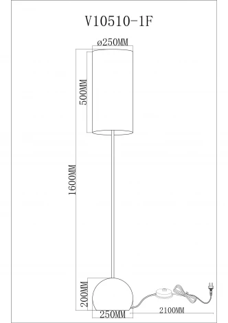 Торшер с выключателем Moderli Flint V11590-1F (220V, круглые)