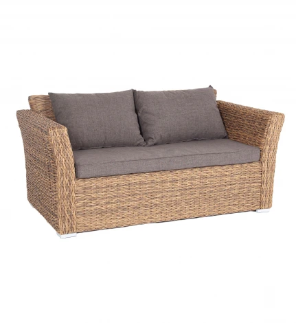 Диван из искусственного ротанга (гиацинт) двухместный, цвет соломенный 4SIS Капучино YH-C2130W-3 TW