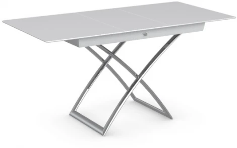 Обеденный стол M-City MAGIC-J CS/5041-G, P77 chrome/ P64 white/ glass GXW extrawhite