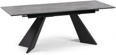 Керамический стол Woodville Ливи 140х80х78 серый мрамор / черный 532401