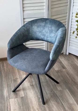 Стул M-City EMBER 360 град. поворот. 7525-56 Синий, велюр/ ENJOY-315 Синий, ткань/ Черный