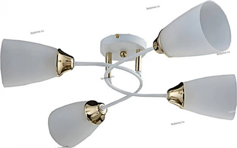 Люстра потолочная Toscom Vimi, 4 плафона, белый с золотом